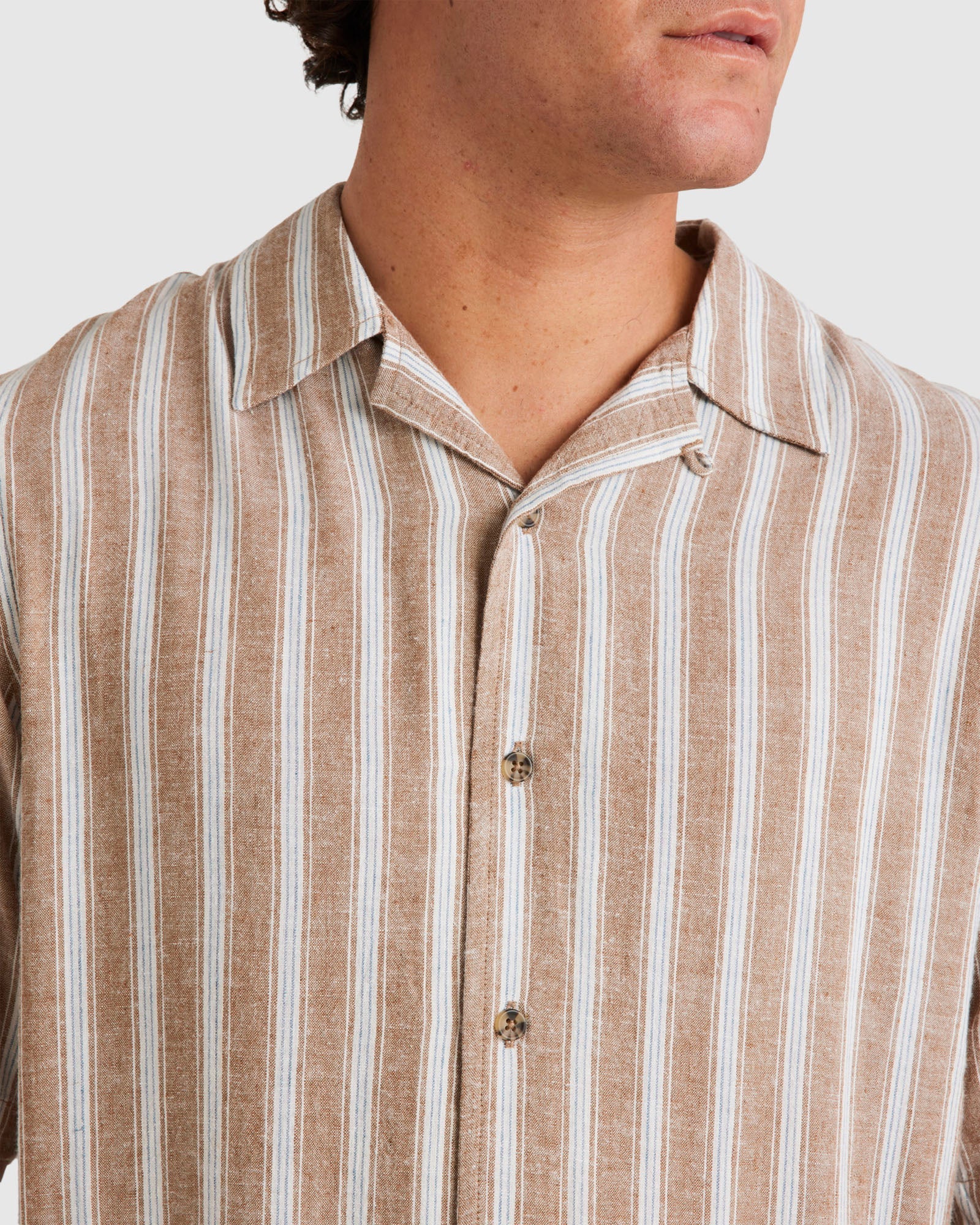 Mens Beat Stripe Vintage Short Sleeve Shirt - Image 4