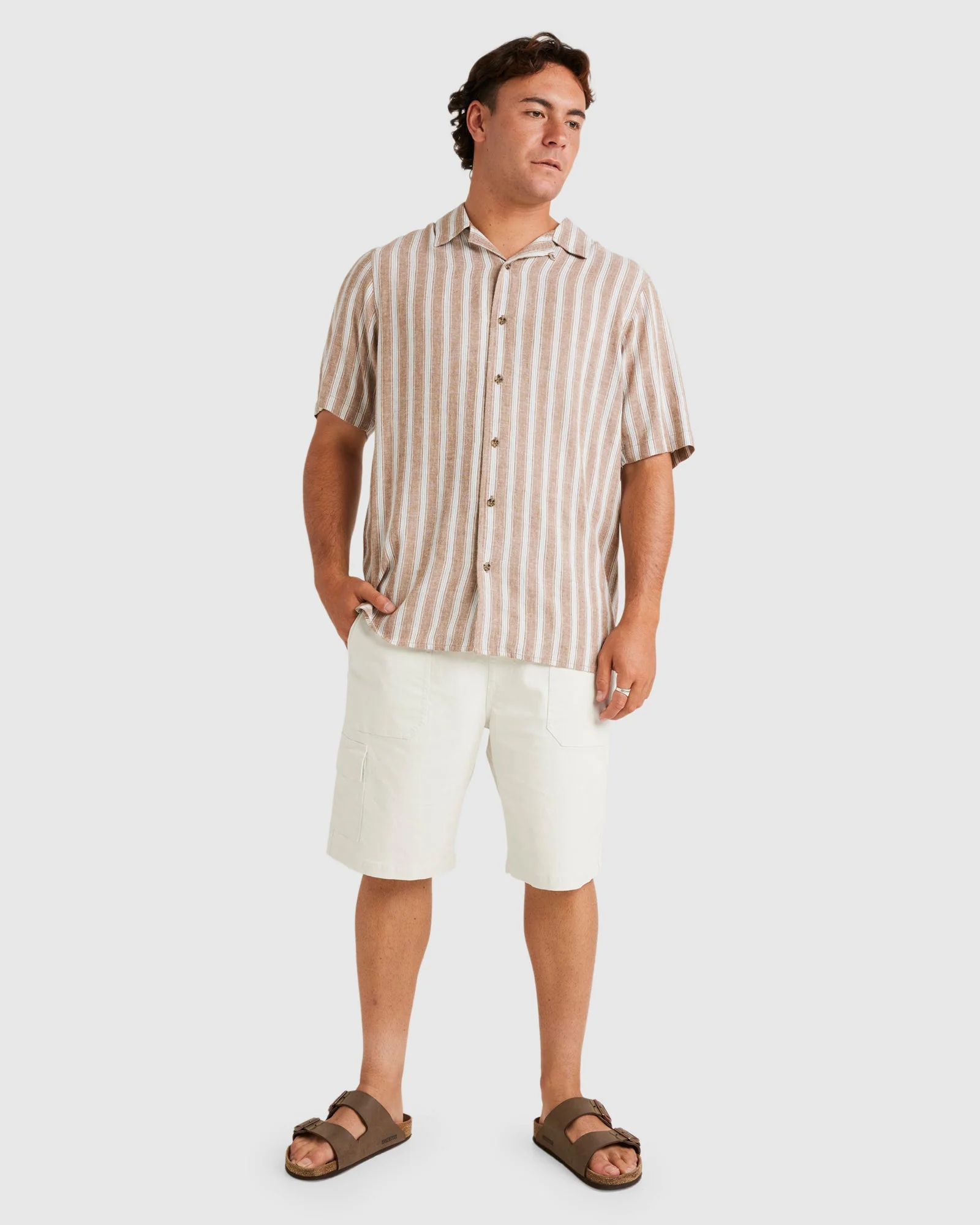Mens Beat Stripe Vintage Short Sleeve Shirt - Image 5