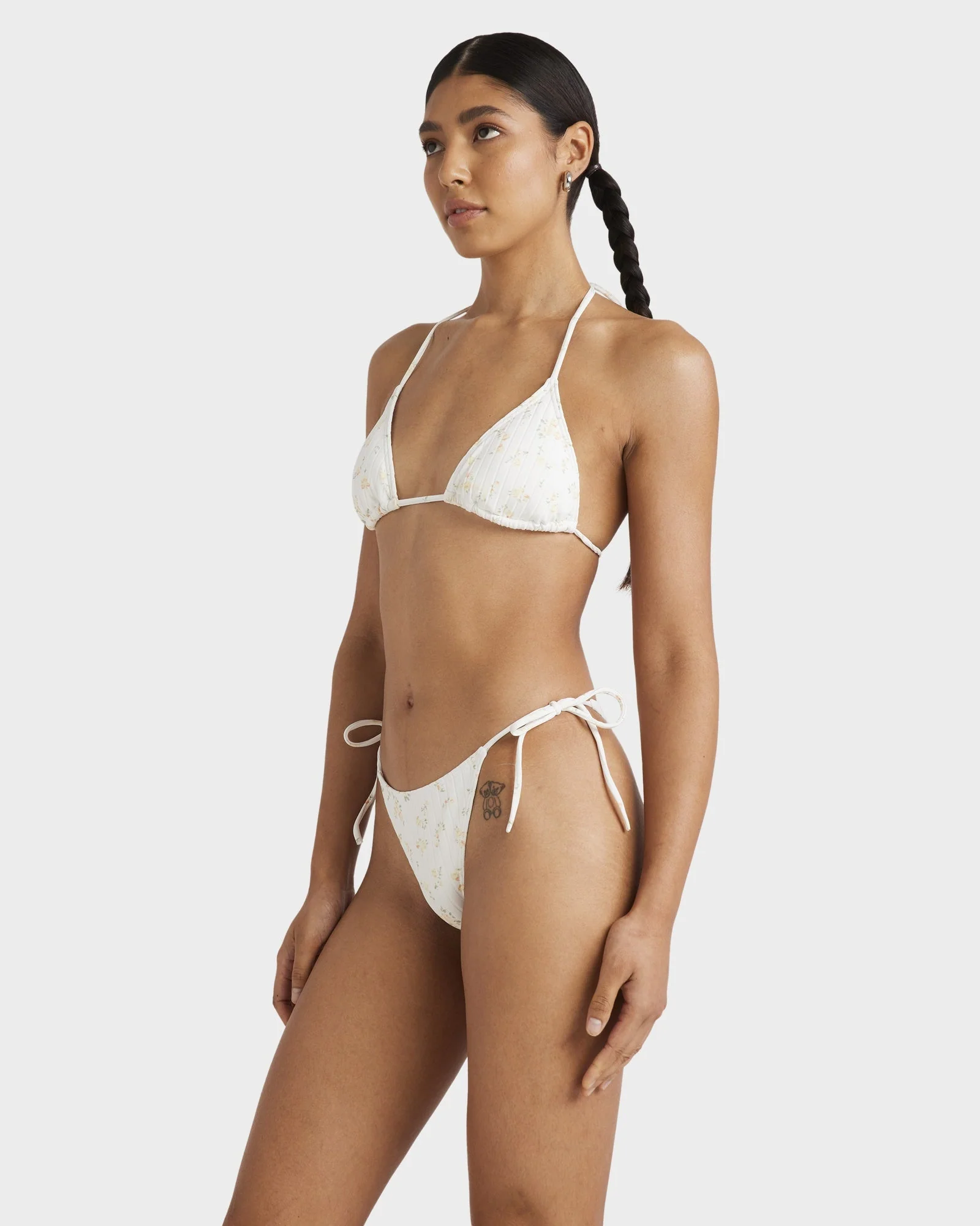 Womens Blurred Ditsy Halter Slide Tri Bikini Top - Image 3