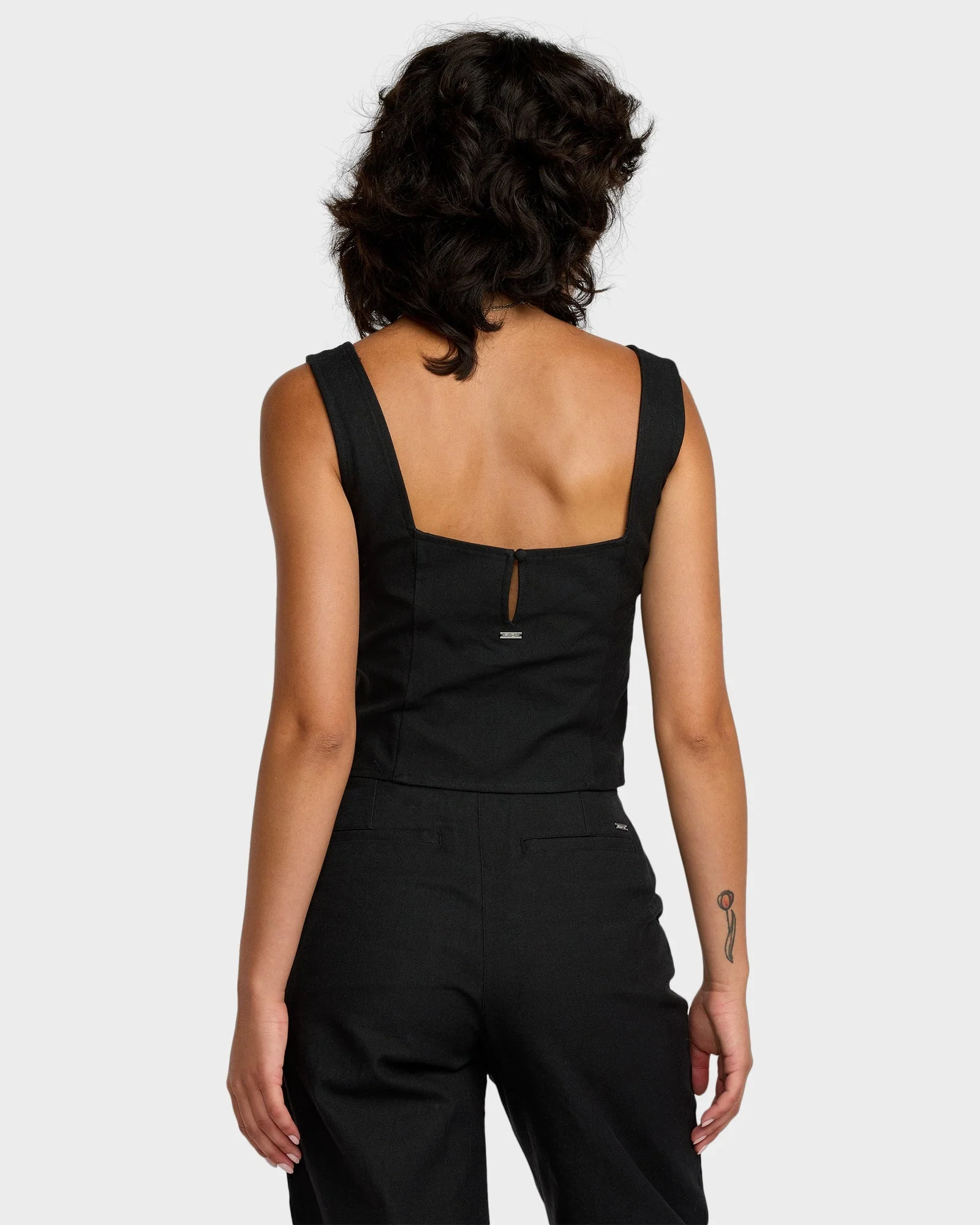 Womens Bonnie Button Tank Top - Image 3
