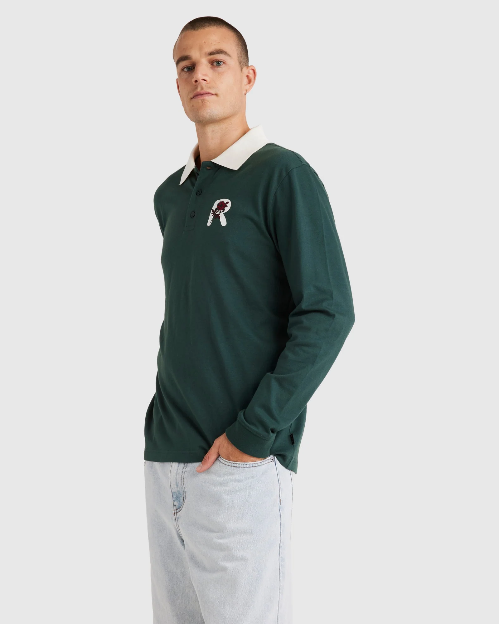 Mens Collegiate Polo Long Sleeve T-Shirt - Image 3