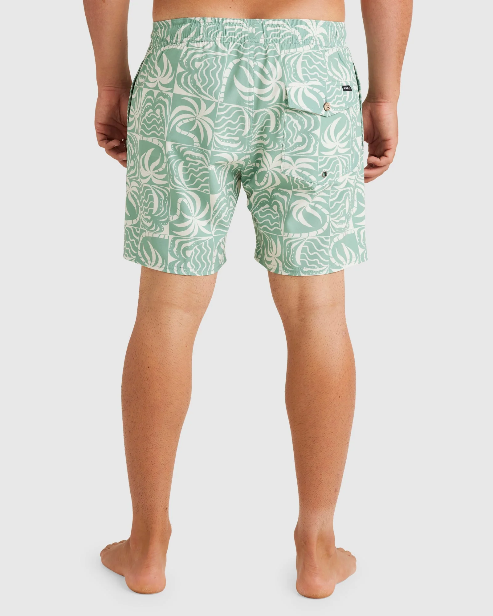 Mens Exotica Print 17" Elastic Swim Shorts - Image 3