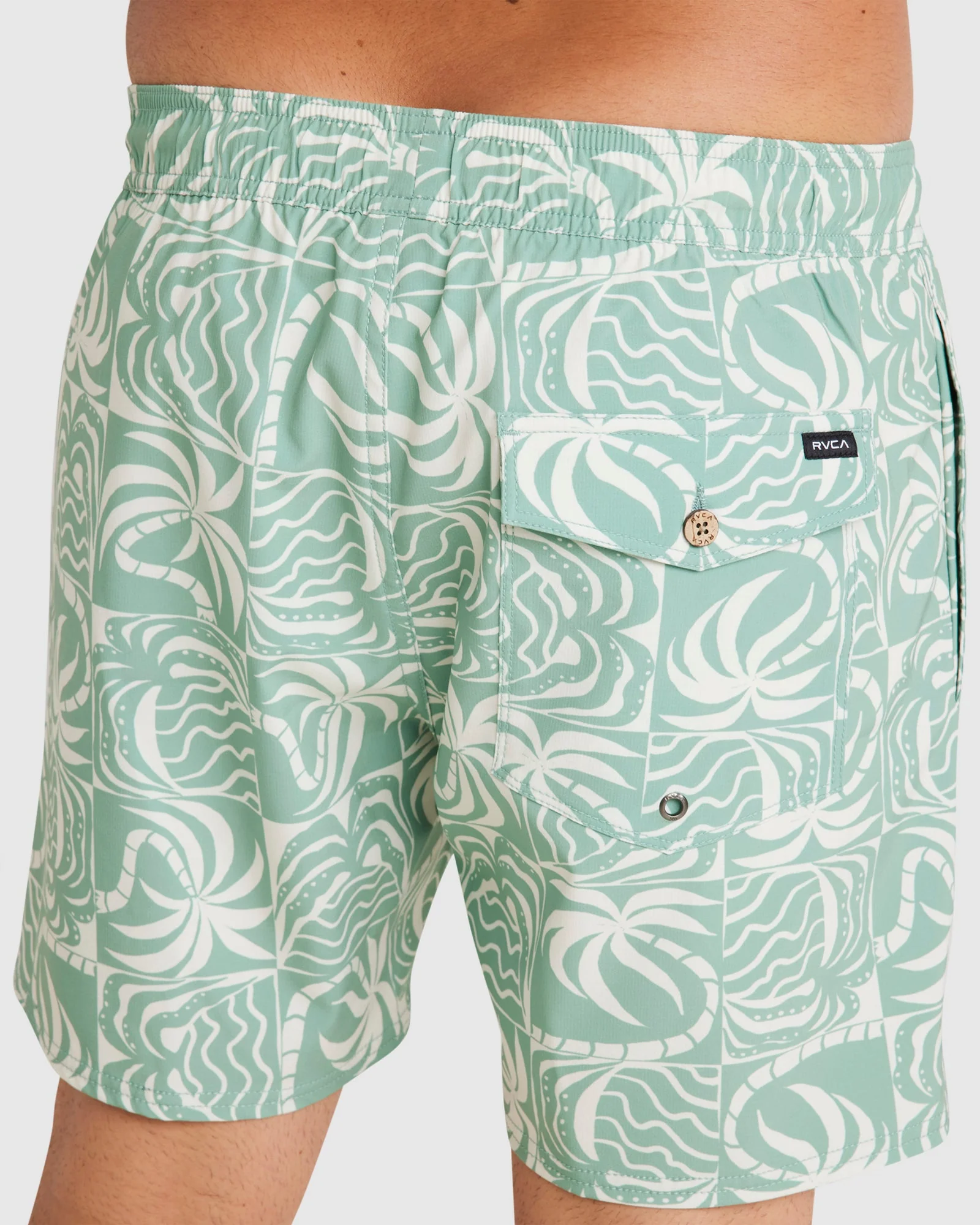 Mens Exotica Print 17" Elastic Swim Shorts - Image 4