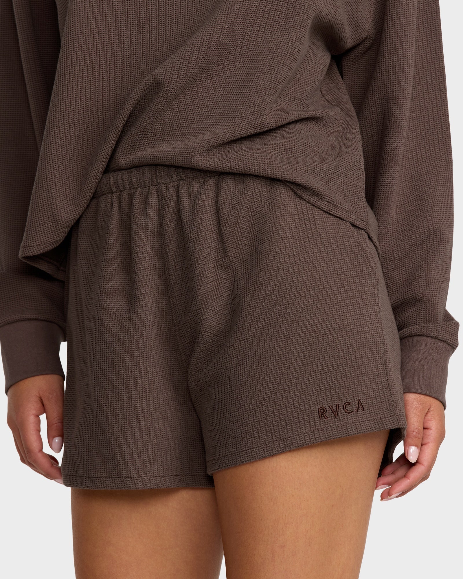 Womens Glory Waffle Elastic Waist Shorts - Image 4