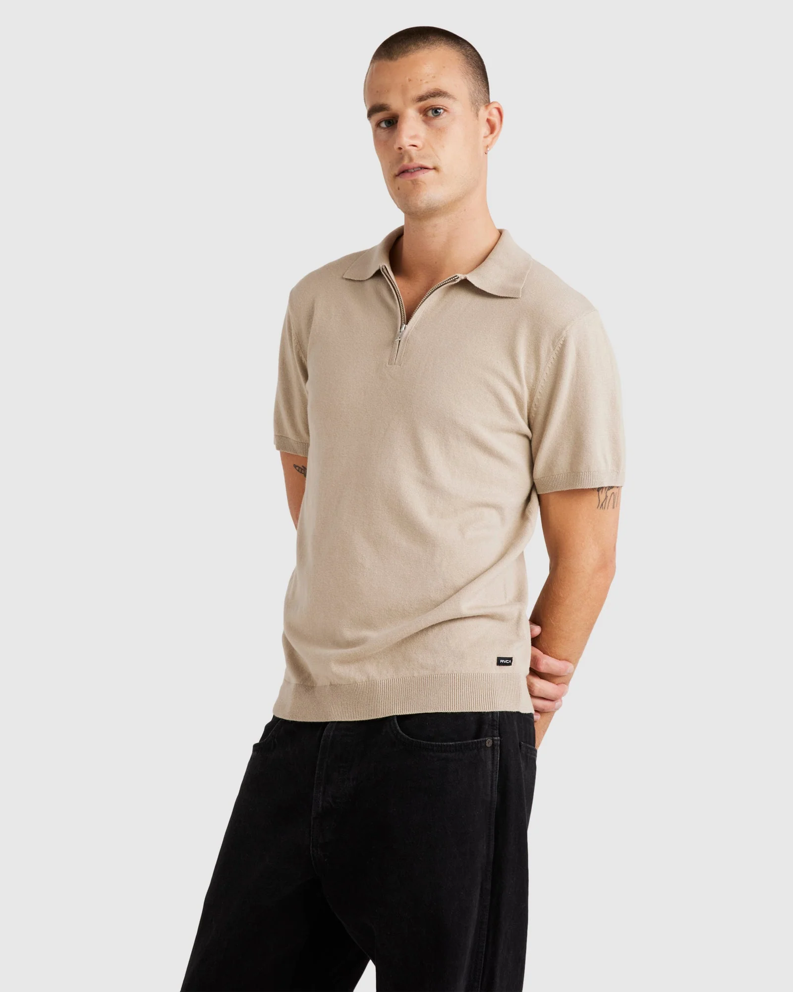 Mens Quarter Zip Knit Sweater - Image 2