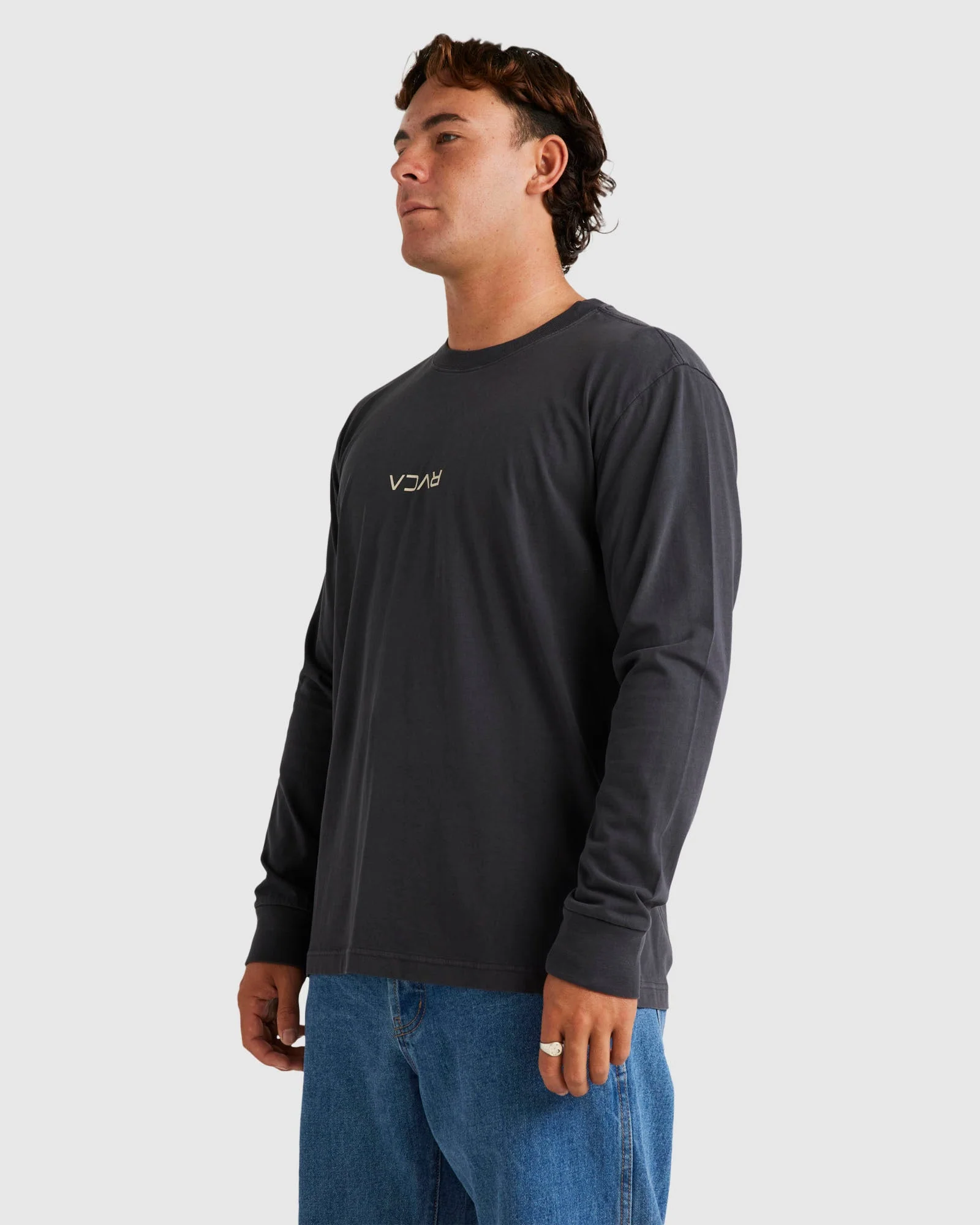 Mens RVCA Mini Flipped Long Sleeve T-Shirt - Image 2