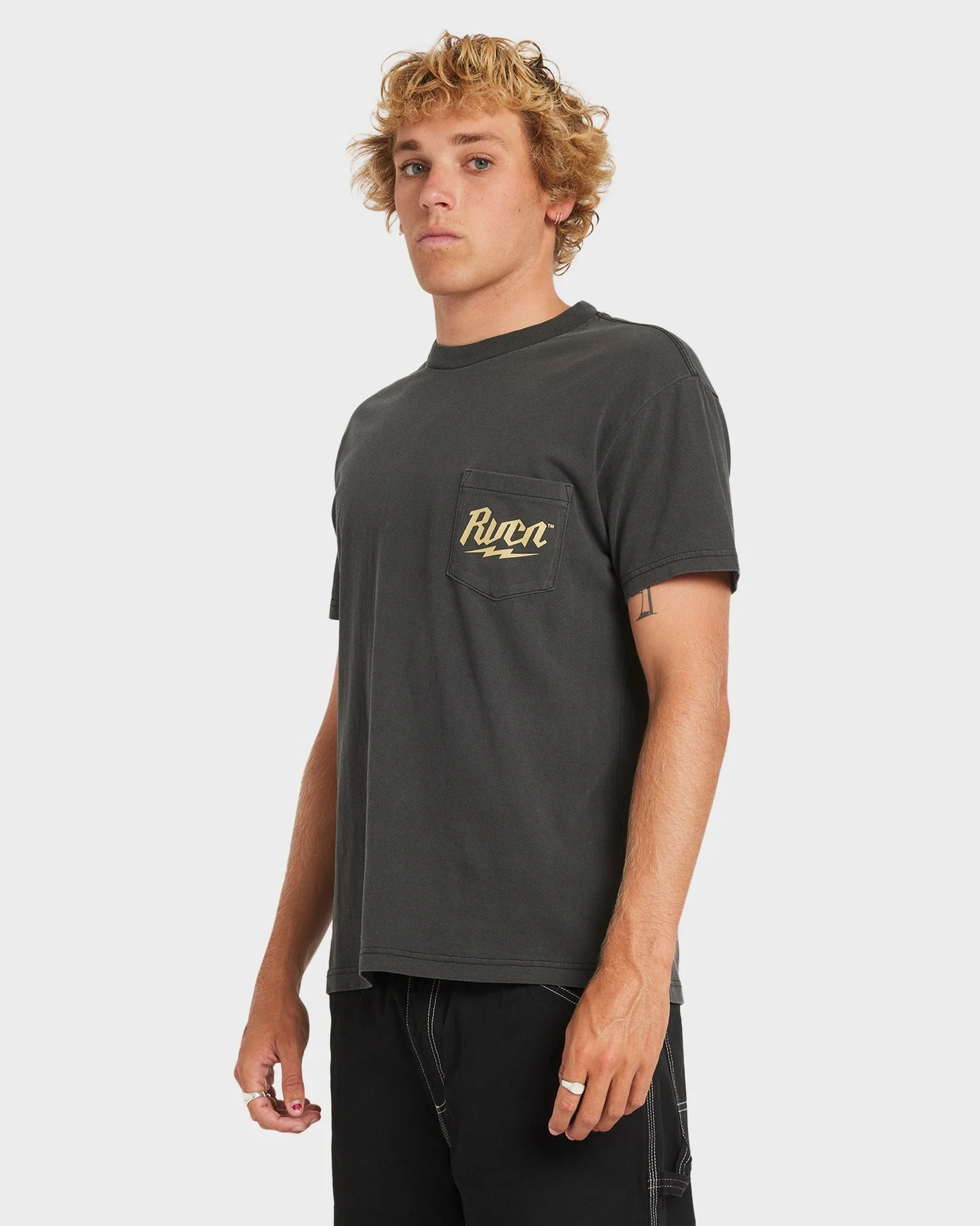 Mens Rvca Shock Pocket T-Shirt - Image 2